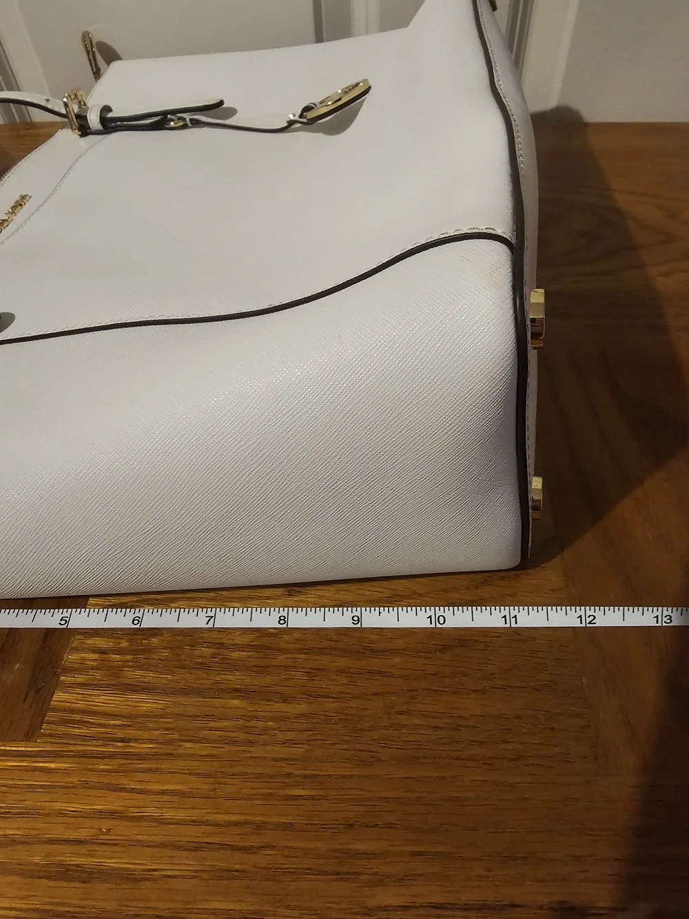 Michael Kors White Saffiano Leather Tote Bag - Picture 12 of 13